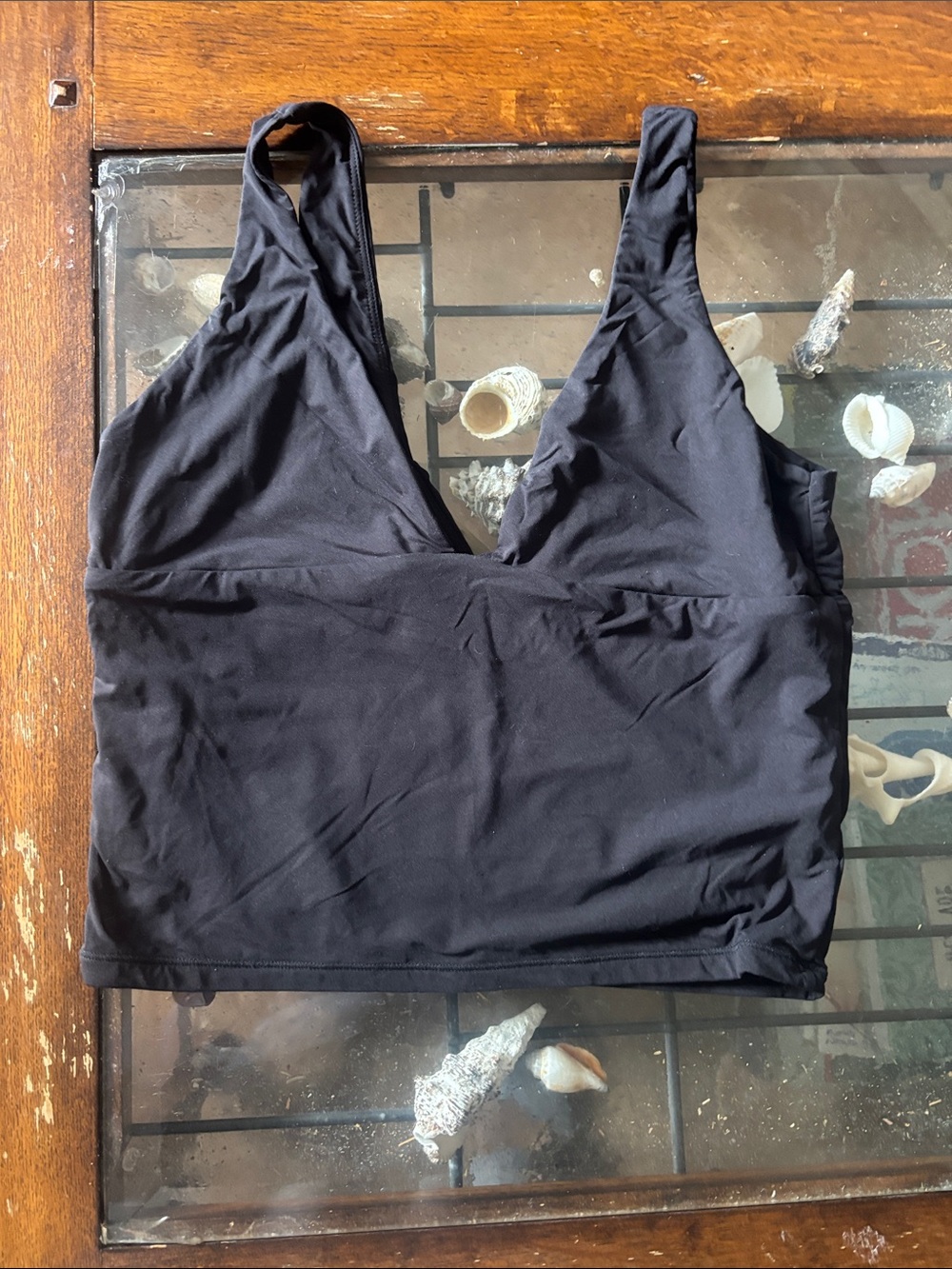 Black V-Neck Longline Sports Bralette